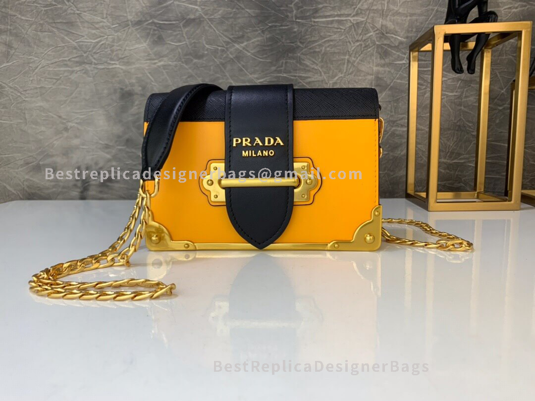 Prada Yellow Leather Shoulder Bag GHW 018